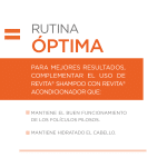 "RUTINA ÓPTIMA" text on white background with orange box containing more text and two bullet points.