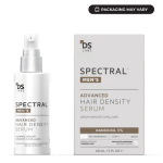 A white bottle with a spray top and a box for "SPECTRAL MEN'S ADVANCED HAIR DENSITY SERUM."